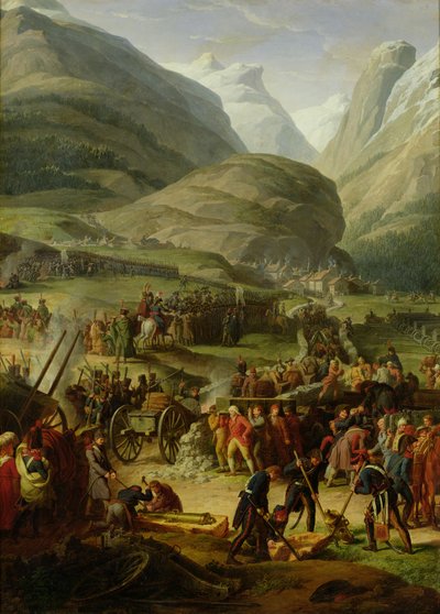 El Ejército Francés viajando sobre el Paso de San Bernardo en Bourg St. Pierre, 20 de mayo de 1800, 1806 de Charles Thevenin